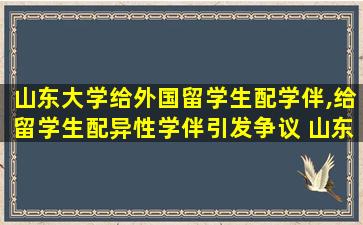 山东大学给外国留学生配学伴,给留学生配异性学伴引发争议 山东大学道歉